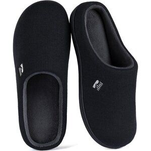 🆕Women's Black-Grey Two-Tone Memory Foam Slipper Closed-Toe Indoor House Shoes